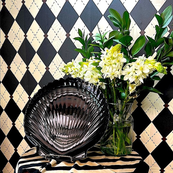 Vintage Arcoroc France Coquillage Black Glass Oyster-Shaped Serving Platter| 13” - Picture 4 of 10
